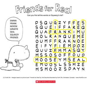 Friends for Real: Word Search solutions