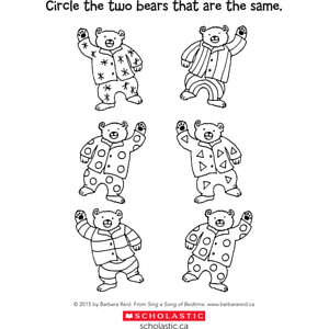 Sing a Song of Bedtime: Matching Bears