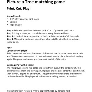 Picture a Tree: Matching Game