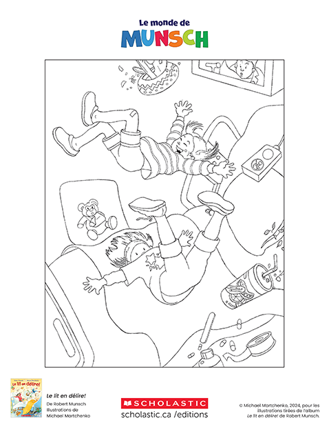 Le lit en délire! - Feuille à colorier